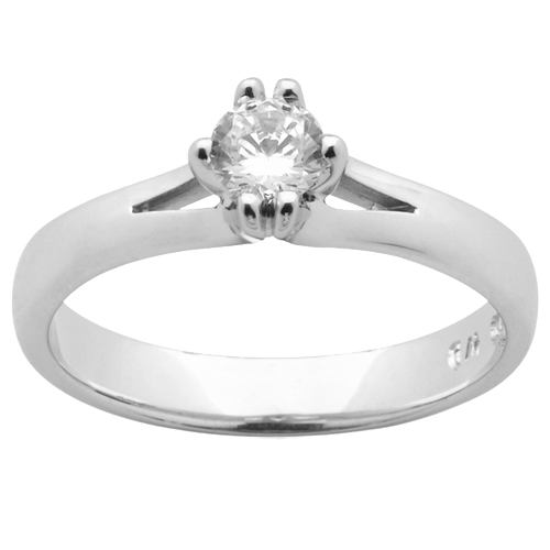 engagement-rings - Classic White Gold Solitaire Engagement Ring