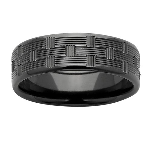 Cross Weave Black Zirconium Ring
