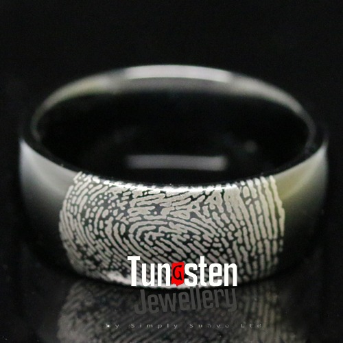 tungsten-rings-bands, mens-wedding-rings, all-mens-rings - Finger Print Ring