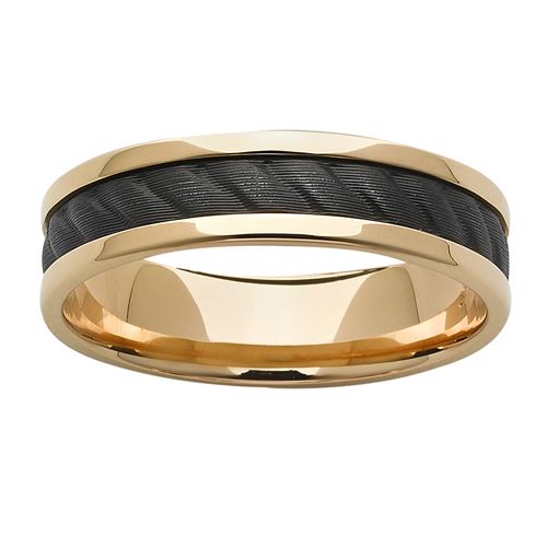 Gold Ring with Black Zircon Rope Inlay