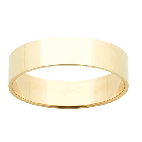 Mens Gold Wedding Ring Plain Pipe Cut