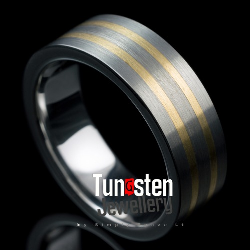 Tungsten Ring with Real Gold