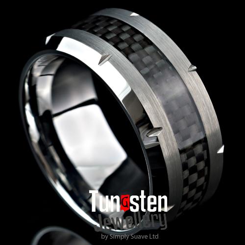 black carbon fiber wedding bands