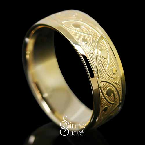 gold-rings, all-mens-rings - Koru Patterned Yellow Gold Or White Gold Wedding Ring