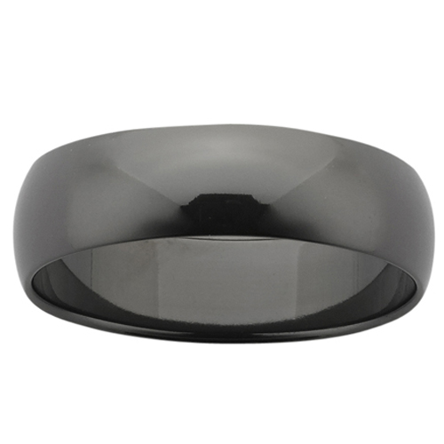 mens-wedding-rings, black-zirconium-rings, all-mens-rings - Polished Classic Dome Black Zirconium Ring