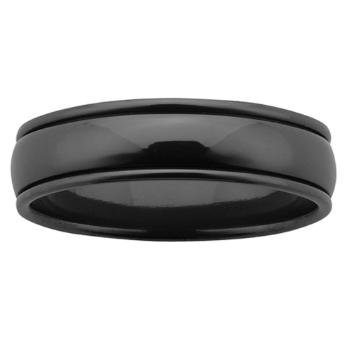mens-wedding-rings, black-zirconium-rings, all-mens-rings - Polished Zirconium Black Ring