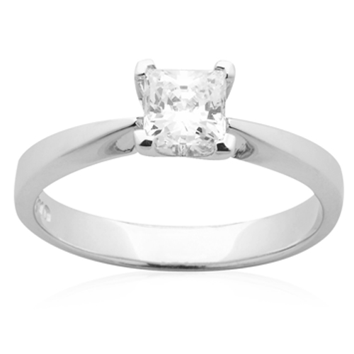 engagement-rings - White Gold Princess Cut Solitaire