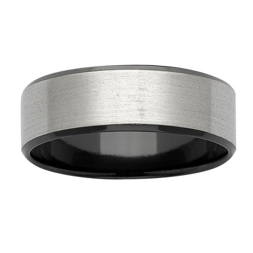 Sanded Top Black Zirconium Ring