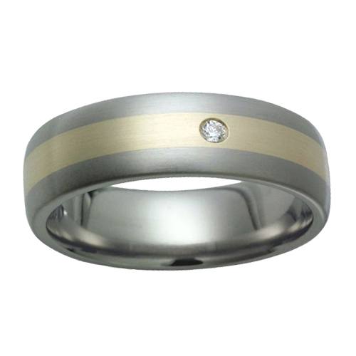 Mens Diamond Wedding Bands in Titanium and Gold