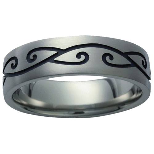 titanium-rings, mens-wedding-rings, all-mens-rings - Titanium Koru Black Ring