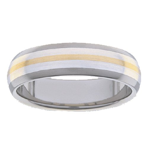 Titanium Band Ring with Silver and Gold Inlays