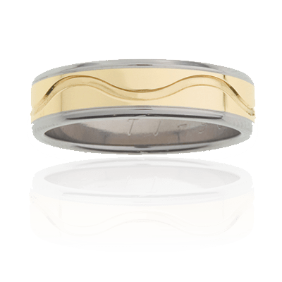 Titanium Wedding Rings with Gold Wave