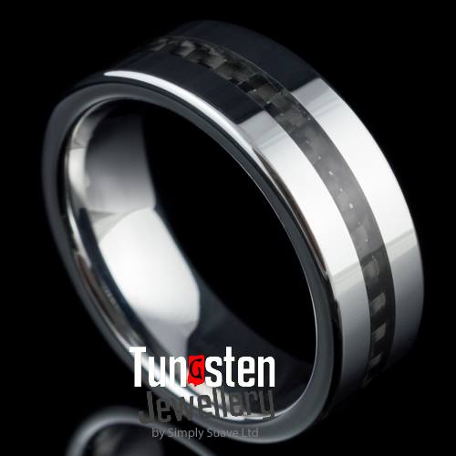 black carbon fiber tungsten rings